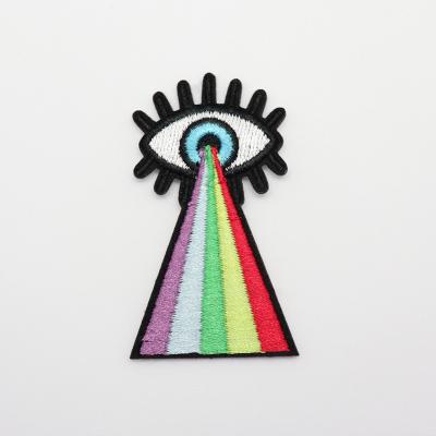 China Viable Professional Beauty Driver Garment Patch Rainbow Eye Logo Repair Patch Embroidered for sale