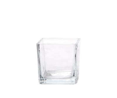 China Hot Selling Traditional 350ml Square Shape Candle Glass Container Jar For Decorate for sale