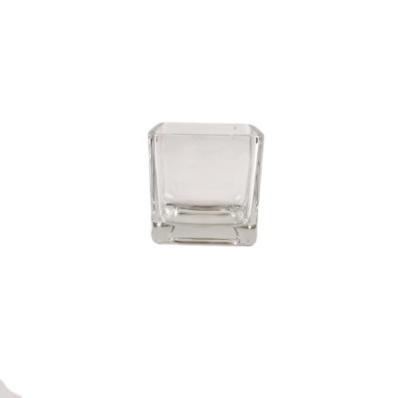 China Home Decoration Home Decor 2 Inch Heat Resistant Square Glass Jar Candle Holder for sale