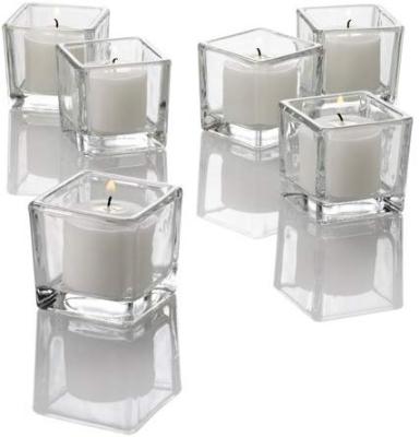 China 8oz Traditional Heat Resistant Clear Square Candle Jar Glass Container for Candle Making for sale