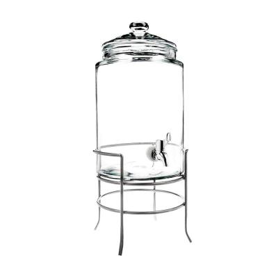 China Best Selling 1.5 Gallon Beverage Dispenser Freshness Retaining Glass Jar With Spindle &Metal Holder for sale