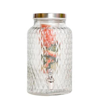 China Wide Mouth Wide Mouth 5 Liters Fruit Glass Cylinder Mason Jar With Tap And Ice Water Dispenser Drinkware for sale