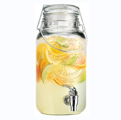 China Gallon 4 L Beverage Dispenser Mason Jar With Tap And Metal Freshness Storage Home Kitchen Part 1 Glass Clip Hinged Lid for sale