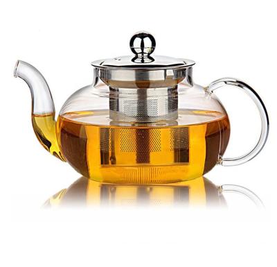 China WITH LID Heat Resistant Borosilicate 32 oz Teapot High Pitcher Glass Carafe With Handle And Strainer for sale