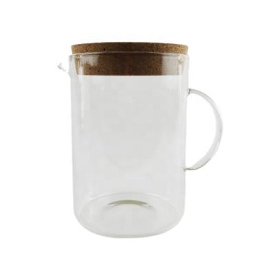 China Viable Heat Resistant Wide Mouth 1 Gallon Glass Water Beverage Pitcher Jug With Cork Lid for sale