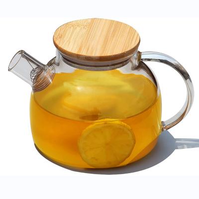 China 32 oz Viable Heat Resistant Borosilicate Glass Jug Teapot Water Jug Carafe With Lid for sale