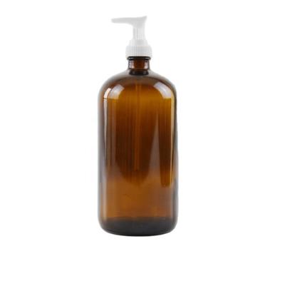 China 1000ml Bottle Amber Glass Soap Foaming Dispenser Large Foam Soap Dispenser With Hand Pump for sale