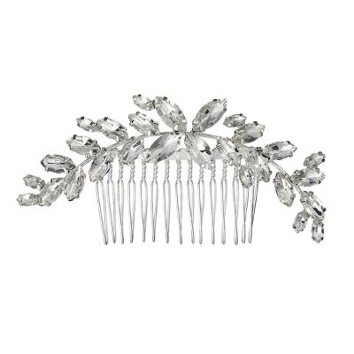 China Wholesale Fashionable Elegant Bride Hair Comb High Quality Crystal Creative Leaf Shape Rhinestone Hair Comb For Women for sale