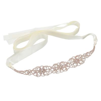 China Factory direct wholesale bridal bride sash rhinestone trim sash elegant fashionable sashes multifunctional accessories headband sash for sale