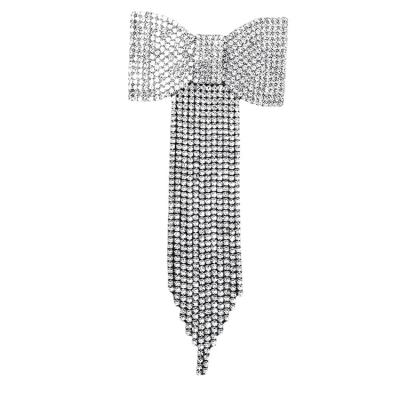 China Luxurious American European Elegant Trendy Rhinestone Tassel Hair Clips Full Crystal Side Hair Clamps Fashionable Girls Bow Clips for sale