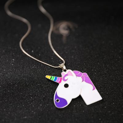 China FASHIONABLE Enamel High Quality Popular Horse Unicorn Necklace Featured Candy Colored Pendant Necklace For Girls for sale