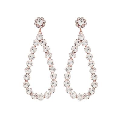 China Gorgeous FASHIONABLE Dangle Earrings Ladies Prom Rose Gold Earrings Exquisite Teardrop Crystal Bridal Wedding Earring Chandelier Pageant for sale