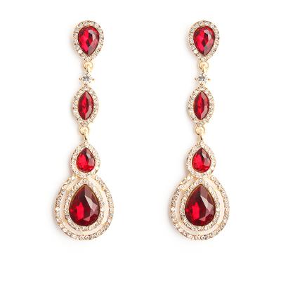 China Hot Selling FASHIONABLE Ruby Stones Bridal Earrings Party Gift Waterdrop Earrings Fashion Jewelry Weddding Luxury Earring Accessories for sale