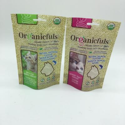 China Waterproof Zipper Cat Food Green Bag , Biodegradable Animal Feed Bags for sale