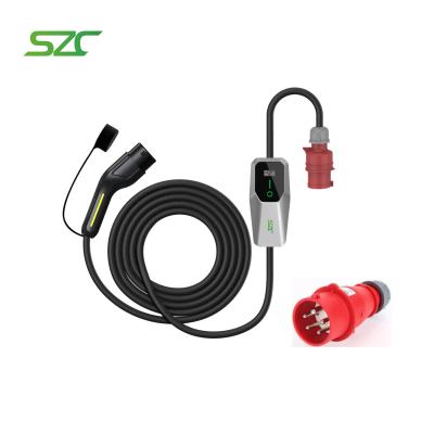 Chine Chargeur de véhicule électrique portable 3 phases Type2 GBT Type1 pour voiture électrique avec câble de 5 m SZC 11kW 22kW prise industrielle facile à transporter à vendre