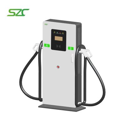 Cina SZC caricabatterie per veicoli elettrici a corrente continua 60kW/80kW Materiale in acciaio galvanizzato con pistole doppie per il progetto OCPP 1.6J GBT CCS1/CCS2 CHAdemo in vendita