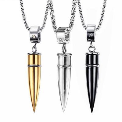 China Wholesale Cool Style Bullet Stainless Steel Pendants Necklace Mens Hiphop Creative Hiphop Jewelry for sale