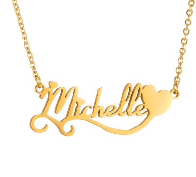 China TRENDY Custom Nameplate Stainless Steel Fashion Necklace Crown Heart Letters Necklaces Trendy Jewelry for sale