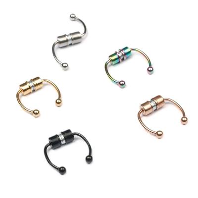 China Wholesale Reusable Hiphop Stainless Steel Fake Sniffle Fake Rings Body Accessories Custom Magnetic Piercing Jewelry for sale