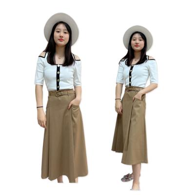 China 2022 High quality white women's clothing anti-pilling chill at the top skirt ladies two-piece suit for sale