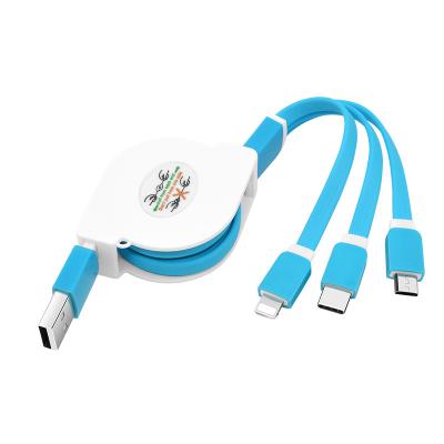 China Multifunctional Adjustable Mobile Phone Data Cable 3 in 1 Retractable Fast Charging Usb Cable For iPhone Samsung Micro Type C Chargers Wire for sale