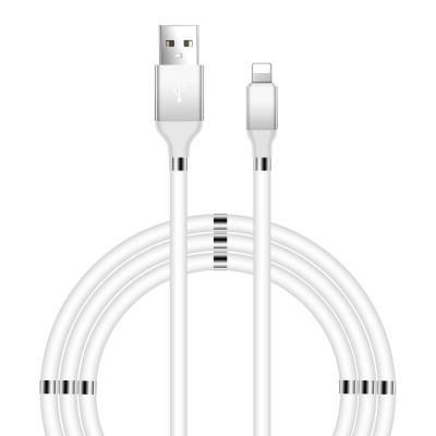 China Mobile Phone 3ft Self-Winding 1m Magnet Wire Data Micro USB Cable For iPhone 11 12 Magnetic Absorption Fast Charging Cable for sale