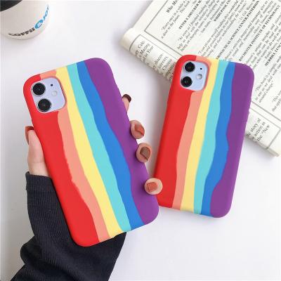 China Colorful Cute Anti-drop New Arrival Fiber Rainbow Silicone Cover Case For Apple iPhone 6 Cell Phone 7 8 Plus X XS 11 12 Pro Max Mini for sale