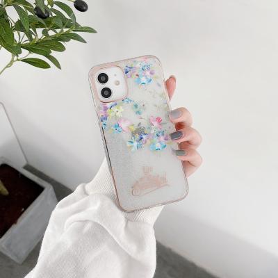 China Anti-fall Fashion TPU PC Plating Case Phone Cover Flower Painted For iPhone 11 12 Pro Max Scratch Proof Anti-fingerprint for sale