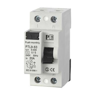 China 2P PTL9 Series Miniature Leakage Circuit Breaker 63A PTL9-63A for sale