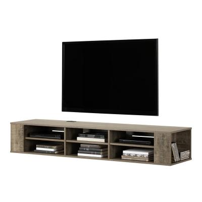 China Modern Wide Wall Mounted Console Floating TV Stand Wall Console Table With Open Shelves for sale