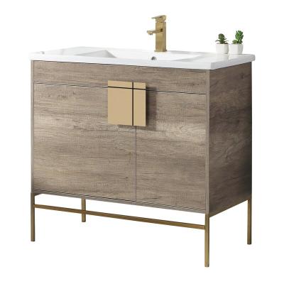 China Modern Stainless Steel Free Standing Legs Cabinet Vanity Sink Modern Bathroom Style for sale