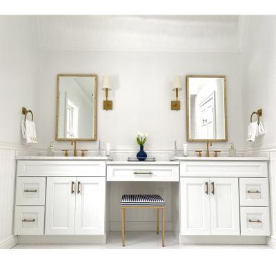 China Modern Ready To Assemble Floor Mounted Plywood Bathroom Vanity Storage Cabinets Recessed Square White for sale