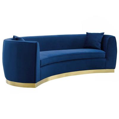 China Modern Modern Resonate Couch Navy Blue Velvet Curved Upholstery Sofa for sale