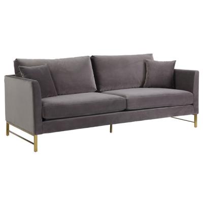 China Modern Gray Velvet Upholstery Living Room Modern Soft Sofa for sale