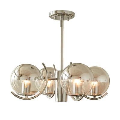 China 3 4 5 Head Modern Design Single Ceiling Mirrored Glass Vintage Chrome Pendant Light Chandelier for sale