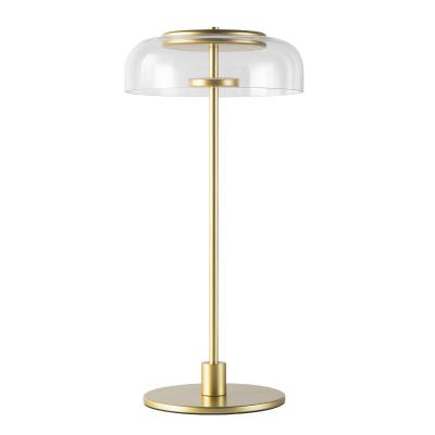 China Modern Contemporary Scandinavian Lighting Copper Glass Modern Gold LED Table Lamp for sale