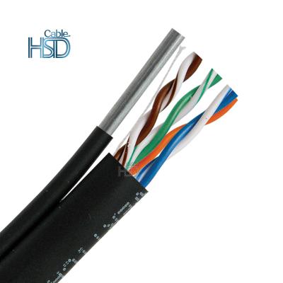 China UV Rated Outdoor Double PC Cat5e FTP Cable Aerial Self Supporting Network Waterproof for sale