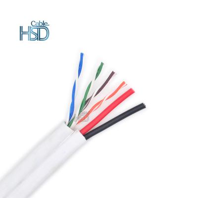 China Price 24AWG 305m Cat5e PC Network Cable Cat 5e 5 UTP Cat5e 4 Pair 24AWG 305m Cat5e With Power Cable CCTV For Security Camera Cameras for sale