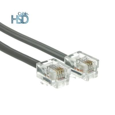 China PC Telephone Patch 24AWG RJ11 Tie Down 6P4C Multi Core Straight Modular Cable With Crystal Head Indoor for sale