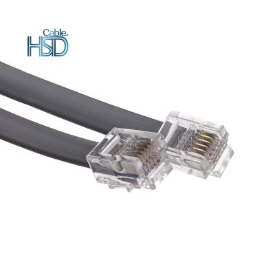 China PC Telephone Patch 24AWG RJ12 Tie Straight Multi Core 6P6C Modular Cable With Crystal Head Indoor for sale