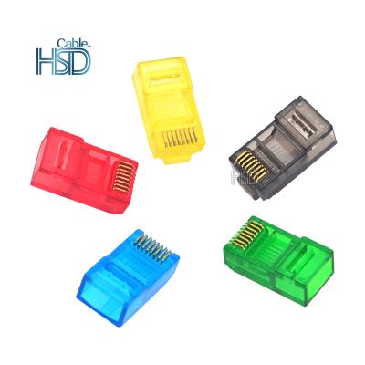 China audio & 100 Pcs Video / Packet Network Pass Through Colorful CAT5E RJ45 Ethernet Male Cat5 Unshielded 8P8C Connector Various Colors for sale