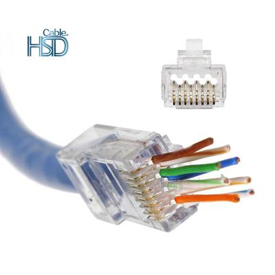 China audio & 100pcs Video Per Bag High Quality Cat6 RJ45 Connector Pass Through Easy Unshielded RJ45 Connectors UTP Modular Plug for sale