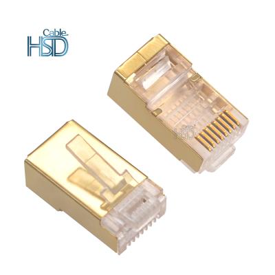 China audio & Best Price 100pcs/Bag Factory CAT5e CAT6 Video Network Protected FTP RJ45 Male Gold Ethernet 8P8C Shell Connector Modular Plug for sale