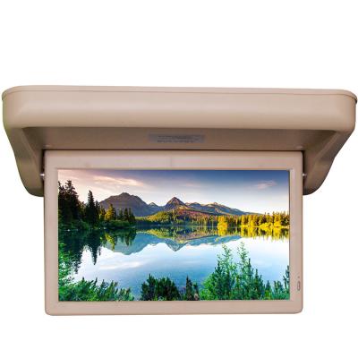 China 15.6 Inch Ceiling Auto Vehicle Mounted Display Roof TV Auto Electric Flip Down Roof Mount Car LCD Display Screen for sale