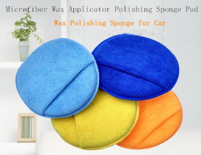 China 80% Polyester + 20% Polyamide Microfiber Wax Applicator Sponge Polishing Pad Round With Pocket For Car Care CleaningJL-P001 for sale