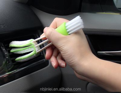 China PP Air Condition Auto Outlet Cleaning Brush With Microfiber Double Brush Head for sale