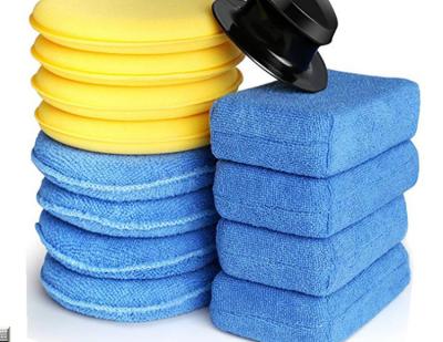 China Microfiber + Sponge 13 Sets of Exclusive Set Microfiber Polishing and Auto Waxing Waxing Sponge Pad Pad with Waxing Handle for sale