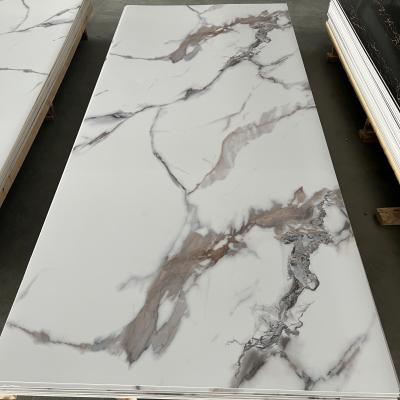 China Interior Decoration 3mm PVC Marble Sheet with High Glossy UV Coating and Additive for sale