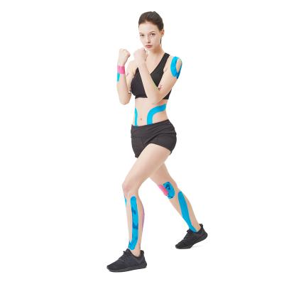 China Custom Kinesiology Tape Pre Cut Kinesiology Sports Muscle Tape Waterproof Cotton Elastic Tape for sale