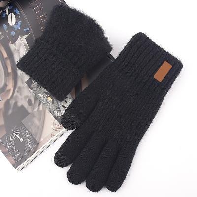 China Checked New Style Touch Screen Winter Gloves Knitted Wool Gloves Warm Outdoor With Velvet for sale